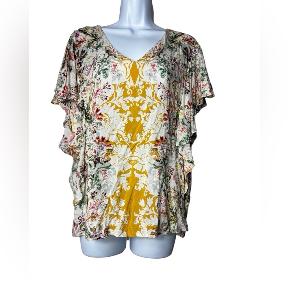 Sundance Arabella Ruffle Sleeve Blouse Womens Size Medium Floral Bohemian Top - Picture 1 of 8